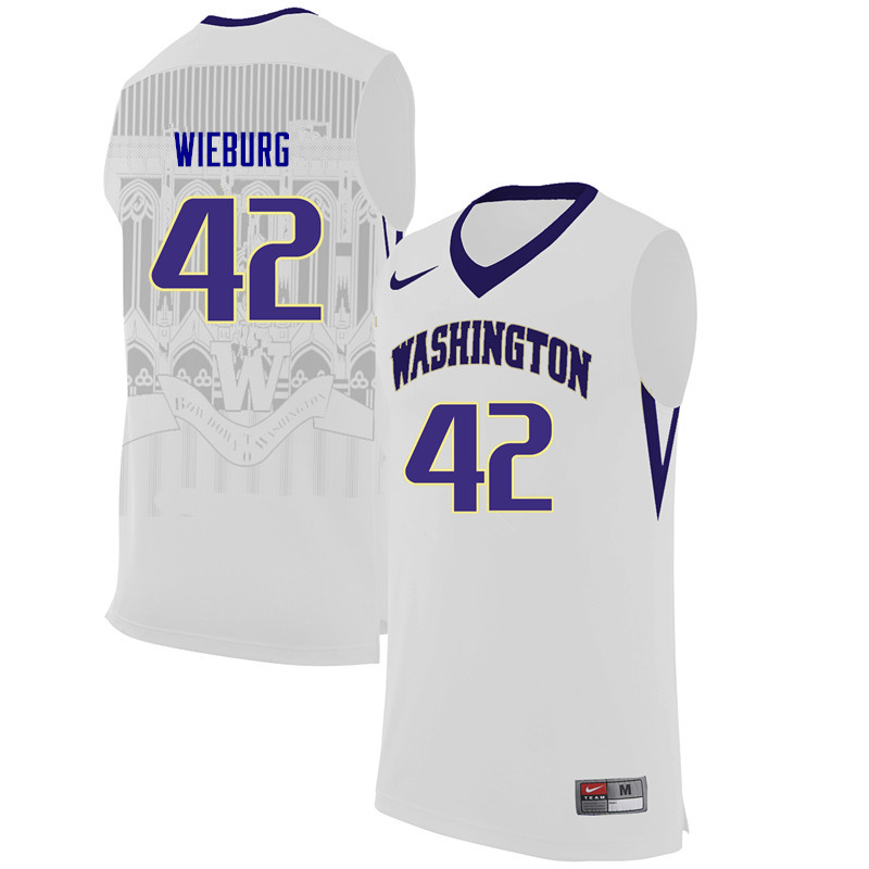 Men Washington Huskies #42 Mackenzie Wieburg College Basketball Jerseys-White